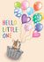 Hello Little One, Rabbit Colourful Balloons New Baby Card created by Amy Florence Design