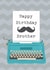 Happy Birthday Brother with Typewriter Moustache Silhouette and Chevrons created by Ness Nordberg