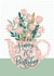 Happy 70th Birthday with Pink Polka Dot Teapot of Flowers and Leaves created by Ness Nordberg