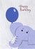 Birthday card with cute baby elephant and balloon created by Andreeva Kate