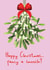 Fancy A Smooch? Funny Mistletoe Christmas Card created by Amy Florence Design