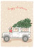 Land Rover delivering Christmas Tree with dog card created by Dotty Dog Art