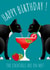 Strawberry Cocktail Cat Birthday Card created by Lorna Helen Prints