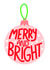 Merry and bright pink bauble christmas card  created by EmilyKateCo