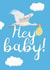 Cute Illustrated New Baby Stork Card created by whimsical AF