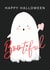 Cute Happy Halloween BOO - tiful ghost holding a heart card created by Making Meadows Ltd