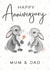 Cute Bunny Rabbit Anniversary Card - Parents - Mum & Dad - Happy Anniversary Mum & Dad created by Making Meadows Ltd