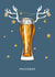 Reinbeer - Antlers - Beer - Pints of Lager - Stars - Alcohol - Pun - Reindeer - Festive Pint - Christmas Card created by Creationery