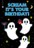 Funny Cute Halloween October Birthday Card For Friend - Ghosts, Cake - Scream created by I AM A