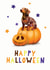 Happy Halloween dappled dachshund card created by Hot Dog greetings