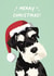 Santa Schnauzer Christmas Card created by Amy V Packham Art