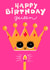Cute Happy Birthday card for her, the Queen created by Paula Romani Studio