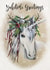 Unicorn Yuletide Greeting Card created by HelenFaerieArt