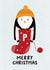 Merry Christmas Cute Knitting Penguin created by Lucy Bedford Designs