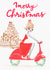 Cute & fun Merry Christmas card 4 a traveling sister, daughter, niece or friend created by Paula Romani Studio