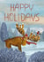 Funny winter elk. New Year and Christmas card. created by Anna Solodova