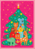 Cute magical Greeting card. Animals around the Christmas tree created by @Doodle Bunny