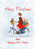 Girl with dog on bike on christmas card created by Svetlana Sadkova