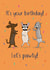 Dancing dogs birthday card - let's pawty! created by Maddy Bennett