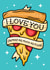 Funny pizza lovers Valentines card  - I love you almost as much as pizza. created by Wafflemamaart