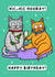 Hic-hic hooray! Cute boozy cat themed birthday card for cat fans everywhere! created by Wafflemamaart