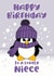Winter Penguin Birthday Card for a lovely Niece created by Krimbles