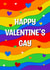 Happy Valentine’s gay lesbian pride flag heart card created by The Girl Next Draw Cards