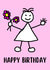 Cute Girl with Flowers Pink Birthday Card created by Michelle Le Grand