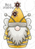 Send a smile with a whimsical hand drawn gnome - Bee Happy - Bumble bee created by Bonny Shatwell