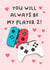 ‘You always be my player 2’ Valentine’s Day card created by Swish & Scribble