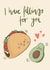 Valentine's Day foodie taco avocado pun card created by Mint and Pickle