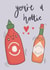 Valentine's Day hot sauce pun card created by Mint and Pickle