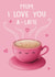 Cute Mothers Day Card - Mum - Latte - I Love You Alatte created by Sophie Kent Illustration