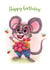 Cute Happy Birthday Card - cartoon created by Atmosferna
