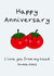 Cute Anniversary card for husband or wife - tomato pun - Happy Anniversary created by Jenny Wren Designs