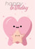 Cute kawaii birthday card with heart and star created by Iryna Kozhevnikova