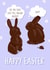 Funny chocolate bunny Easter friend daughter son mum dad card created by The Girl Next Draw Cards