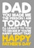 Funny Typography Fathers Day Card - Dad - You Made Me The Person I Am Today created by Blind Faith