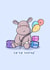 Hip-hip hooray - cute hippo birthday card created by Rosalie Perl