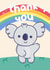 Thank you kawaii koala rainbow card created by Axel's Playroom