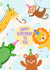 Children's birthday card with funny animals created by Anna Araslanova