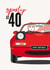 40th Birthday Card For Her in a Mazda MX-5 sports car. created by Diva Doodle Designs