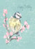 Arty Birthday Card - Blue Tit - Blossoms created by Niki Jackson Art