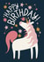 Happy birthday unicorn constellation card created by Christine Cuddihy Illustration