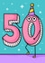 Shocked numbers, cute and funny 50th birthday card created by Wafflemamaart