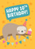Happy 10th birthday lazy sloth cute card created by Blush & Blossom