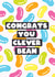 Well Done Clever Bean Congratulations Card created by Bev O'Connor || @oconnordesign