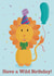 Party Lion with Balloon-Have a Wild Birthday!-Cute Colourful-Son -Nephew-Baby created by Toulie Illustration