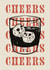 Cheers Tattoo Skulls in Drink Card created by Lavinia Roth