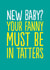 RUDE FANNY IN TATTERS NEW BABY CARD created by The Buddy Fernandez Card Co.